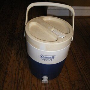 Vintage Coleman Poly Lite 2 Large 2 Gallon Water Jug w/ Dispenser - Camping